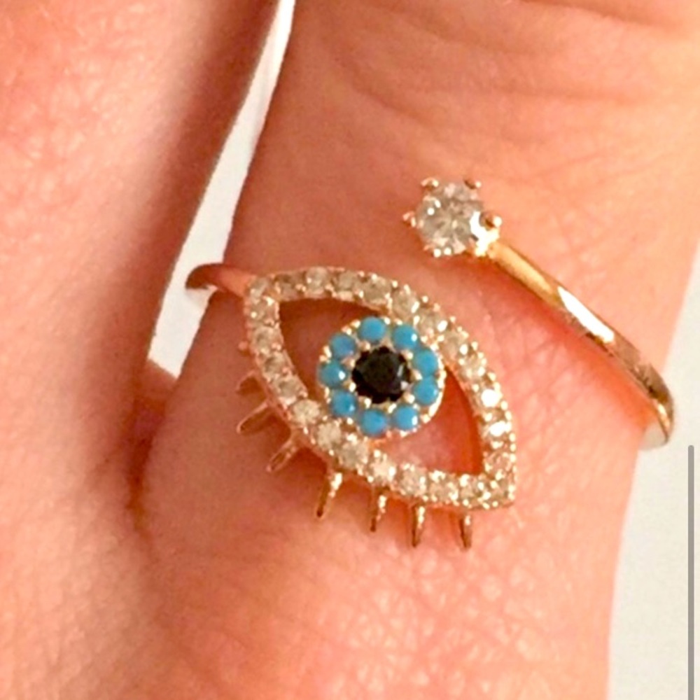 NEW 18K Gold Plated Evil Eye Ring